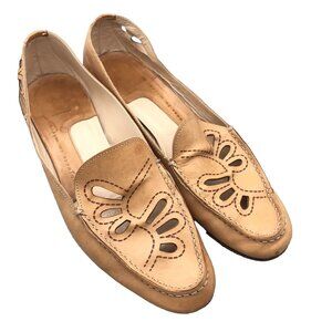 Objects In Mirror Loafer Shoes Tan Leather Laser Cut Vero Cuoio